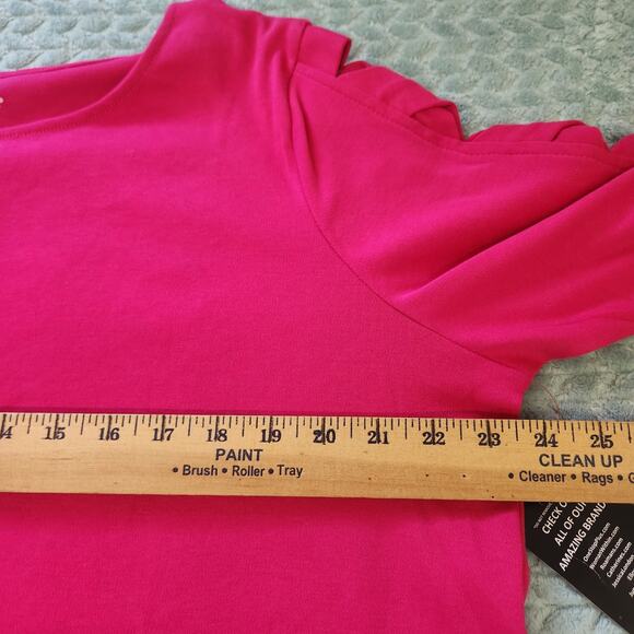 Woman Within Plus Size Cut-Out Sleeve Tunic Raspberry Sorbet 14/16 Round Hem - Picture 6 of 11